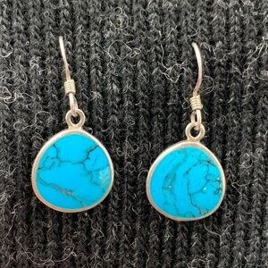 Turquoise and Sterling Silver Drop Earrings by khsilversmith